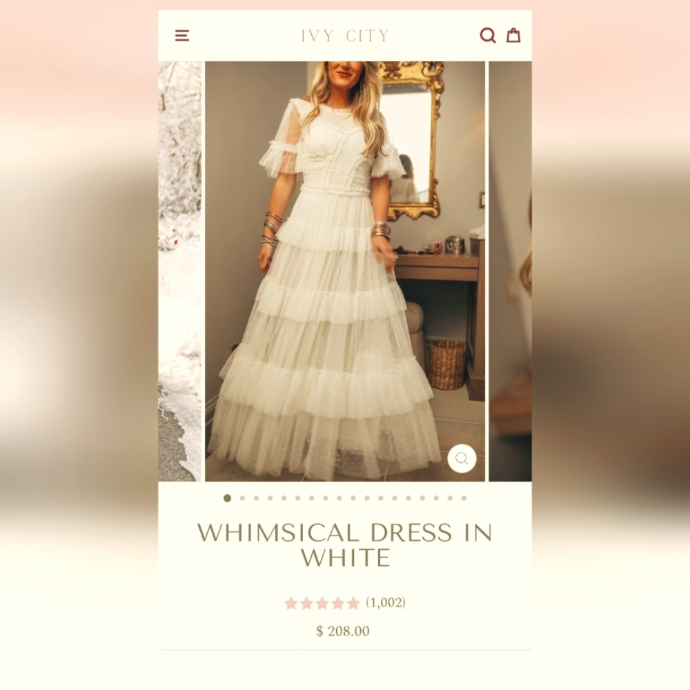 Ivy City 1X Whimsical Dress in White